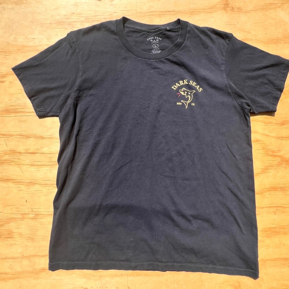 Dark Seas Mens Shark Graphic T-Shirt Black Short Sleeve MM IX Cotton Large